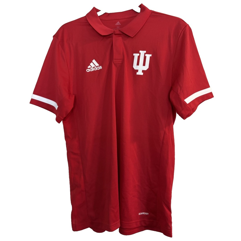 Indiana University Red Adidas Aeroready Polo Men's Size Medium IU Hoosiers
